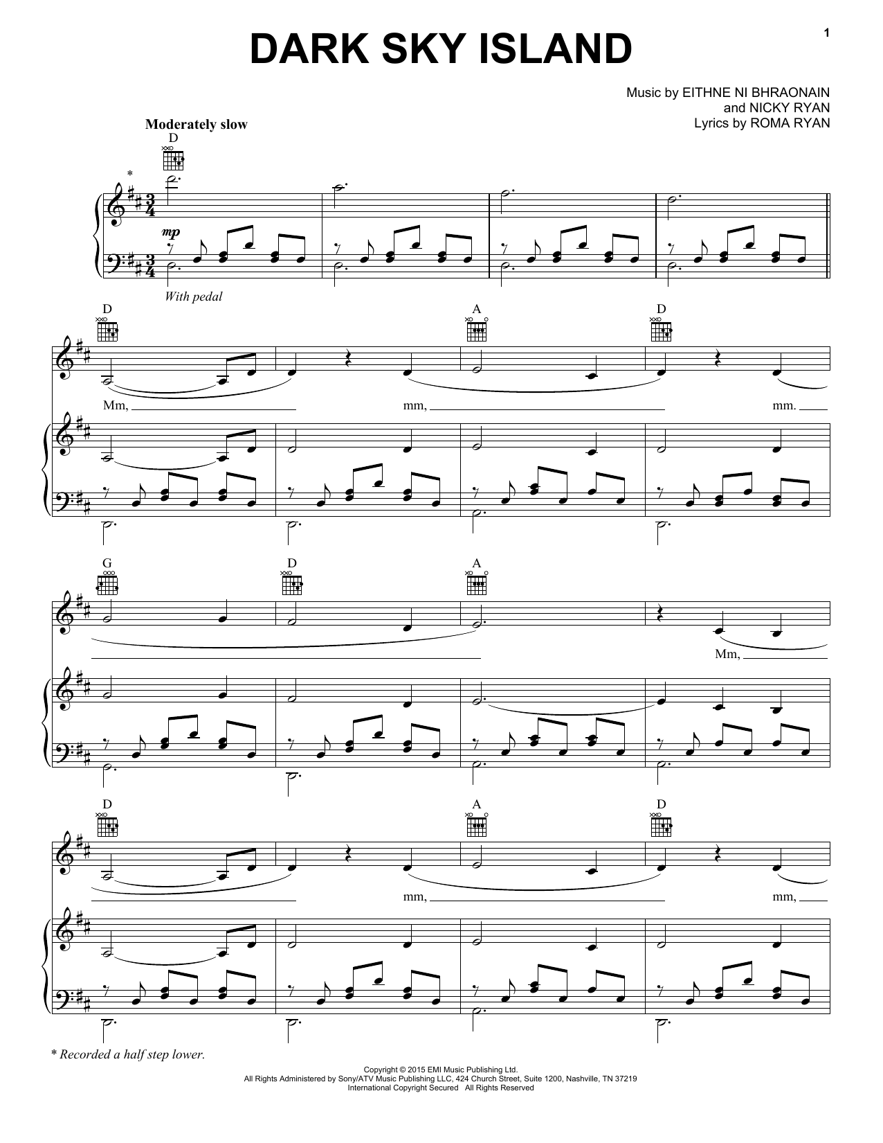Enya Dark Sky Island Sheet Music