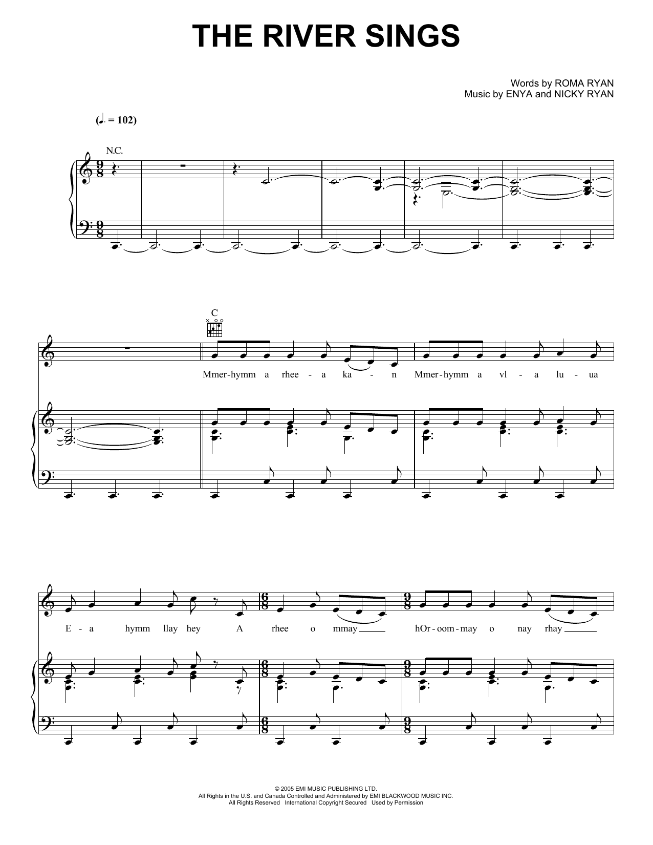 Enya The River Sings Sheet Music