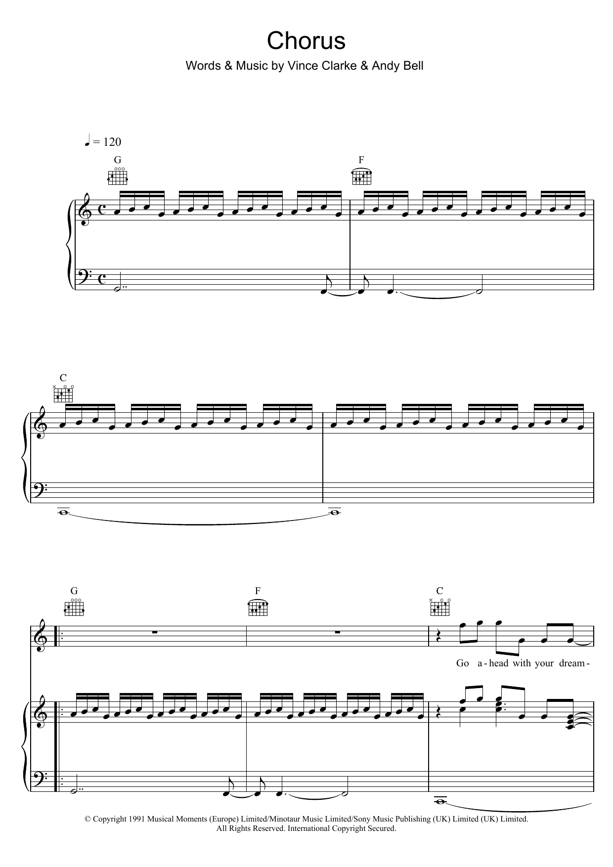 Erasure Chorus Sheet Music