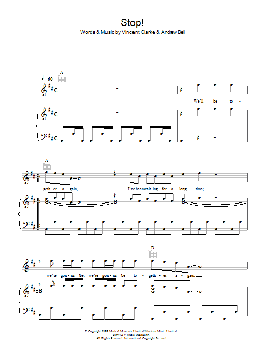 Erasure Stop Sheet Music