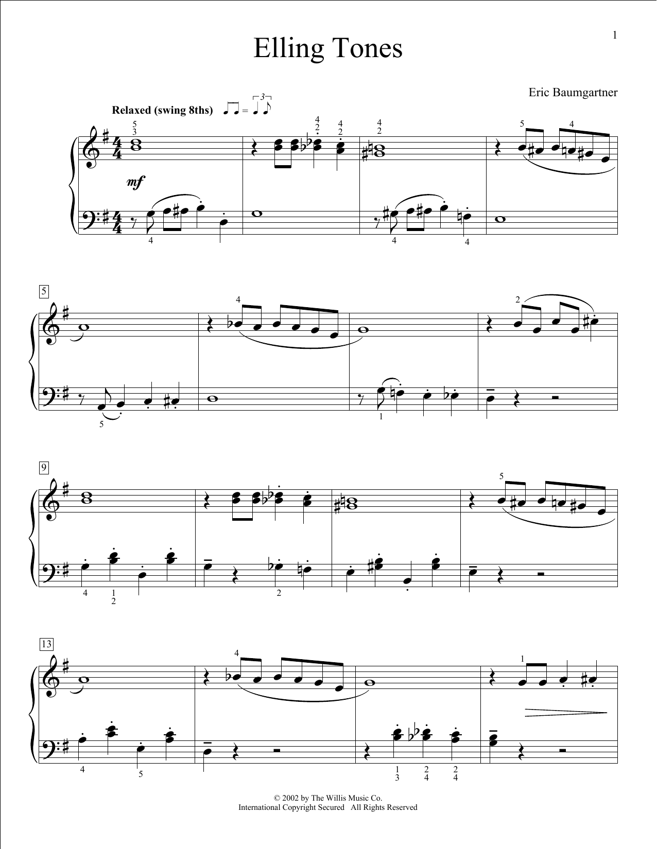 Eric Baumgartner Elling Tones Sheet Music