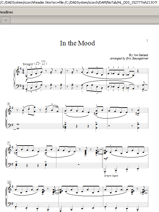 Eric Baumgartner In The Mood Sheet Music