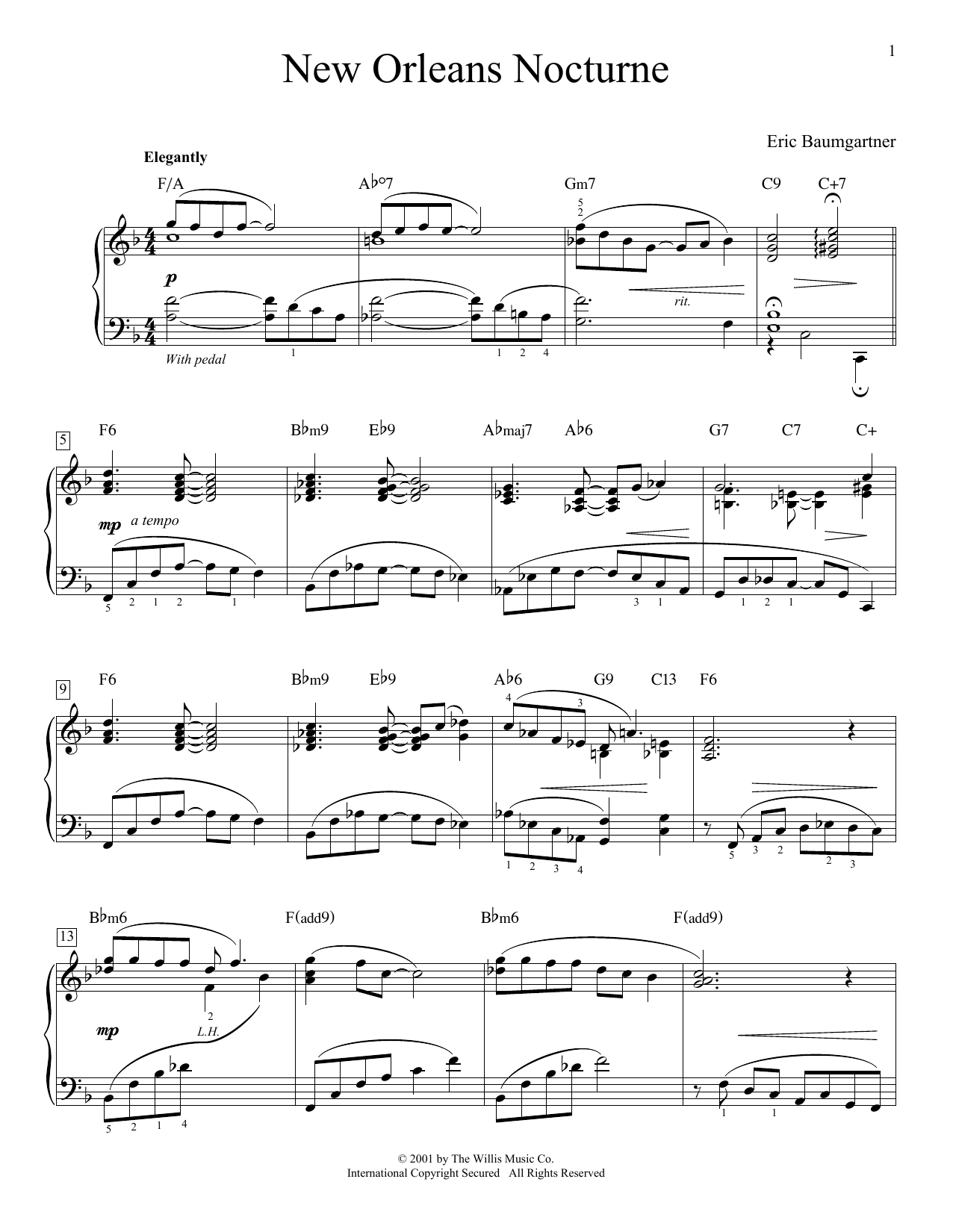 Eric Baumgartner New Orleans Nocturne Sheet Music