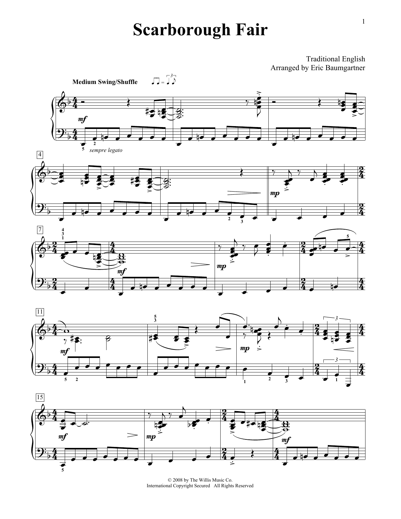 Eric Baumgartner Scarborough Fair Sheet Music