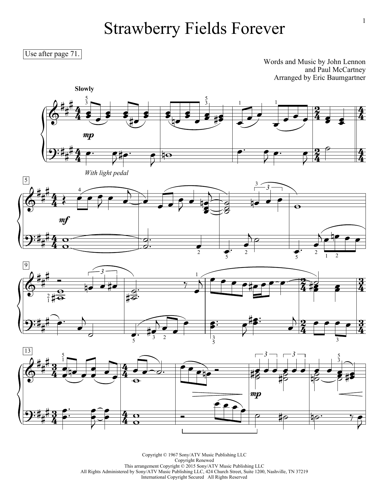 Eric Baumgartner Strawberry Fields Forever Sheet Music