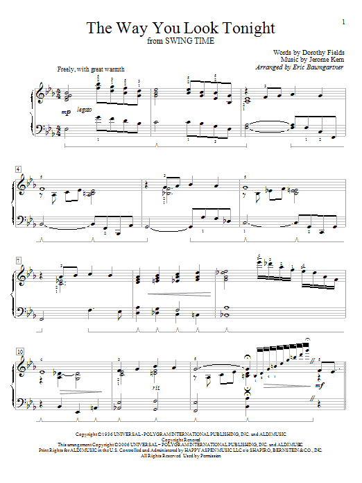 Eric Baumgartner The Way You Look Tonight Sheet Music