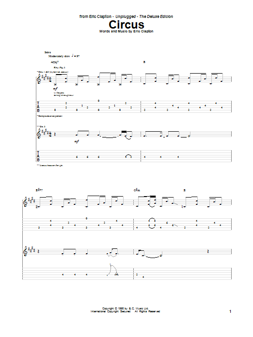 Eric Clapton Circus Sheet Music