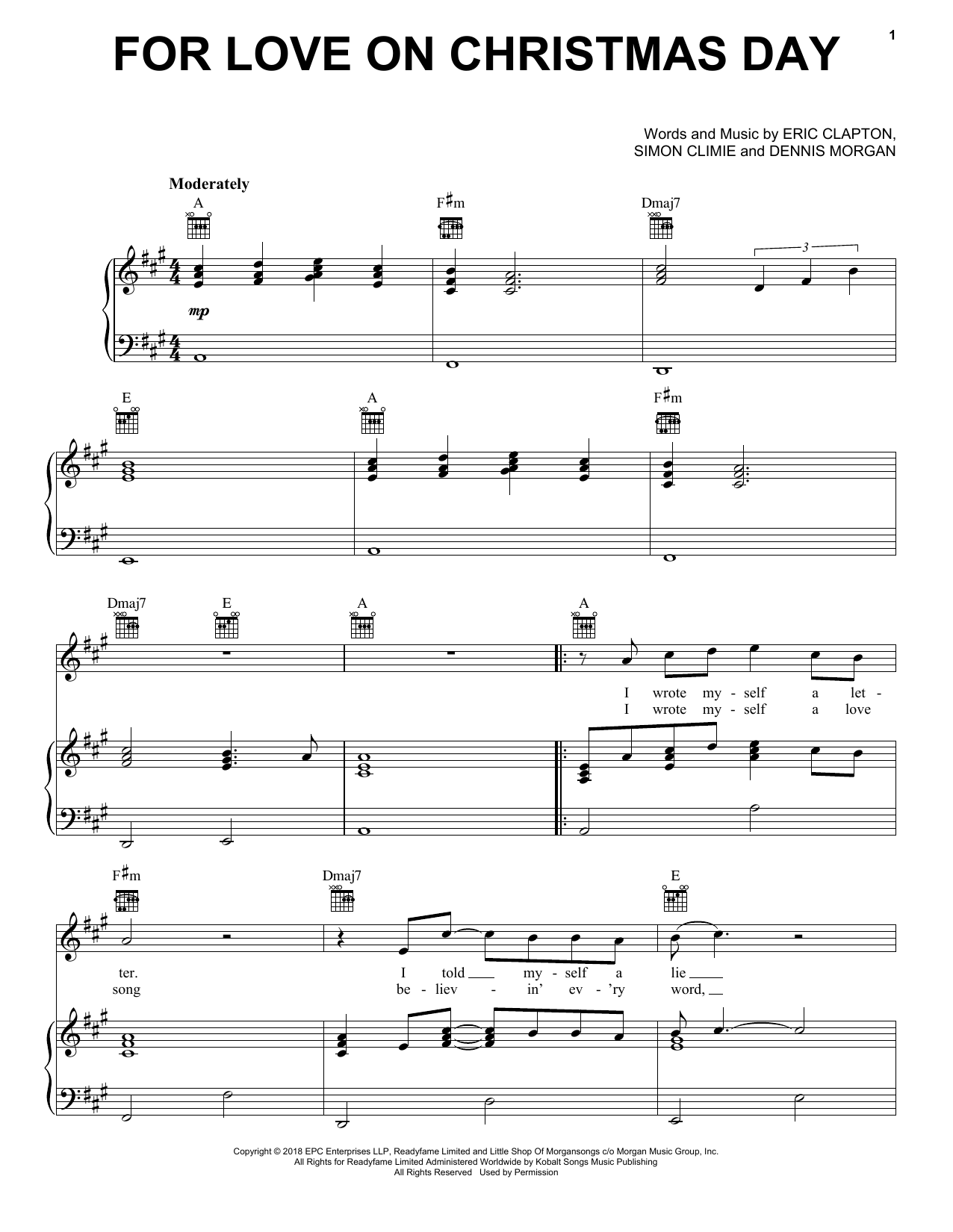 Eric Clapton For Love On Christmas Day Sheet Music