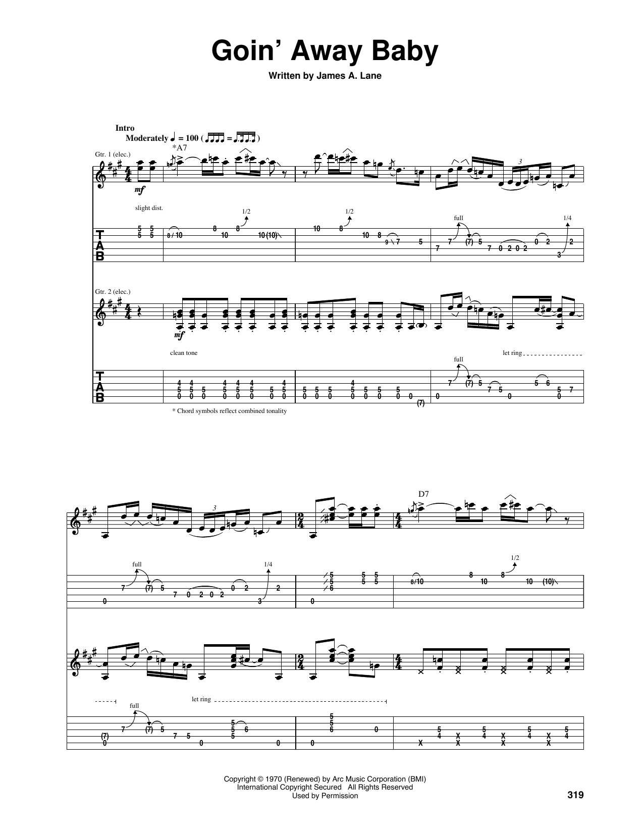 Eric Clapton Goin' Away Baby Sheet Music