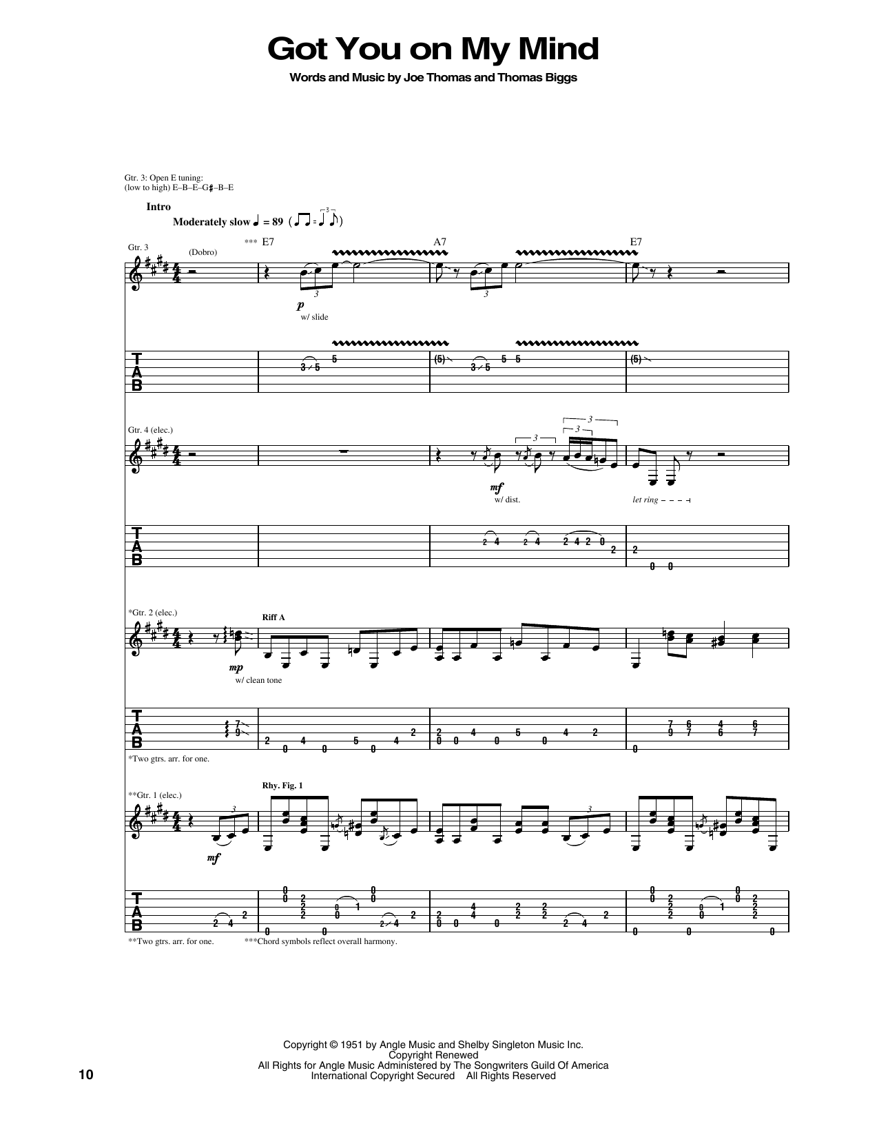 Eric Clapton Got You On My Mind Sheet Music