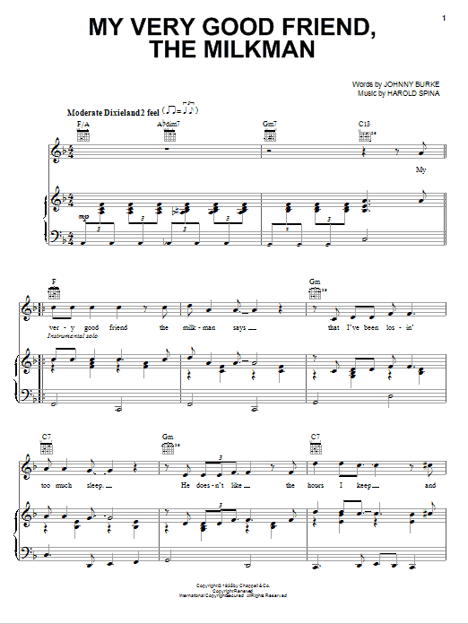 Eric Clapton My Very Good Friend, The Milkman Sheet Music