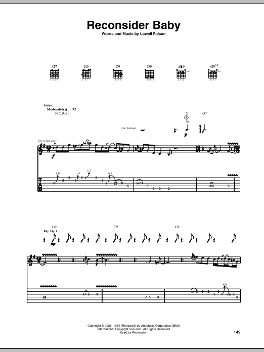 Eric Clapton Reconsider Baby Sheet Music