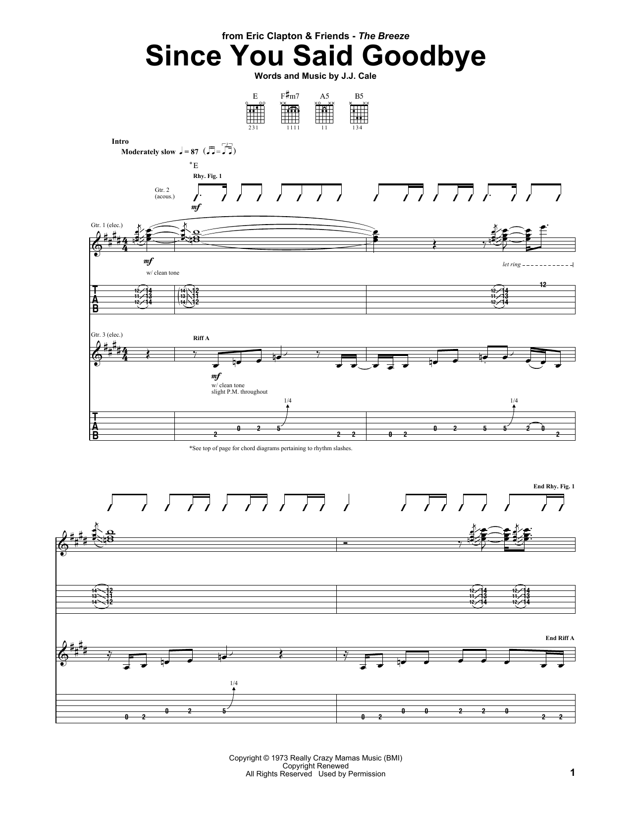 Eric Clapton Since You Said Goodbye Sheet Music