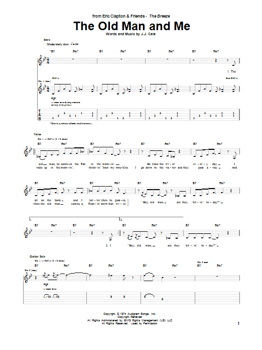Eric Clapton The Old Man And Me Sheet Music