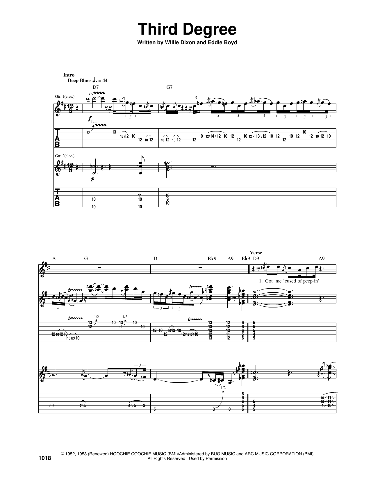 Eric Clapton Third Degree Sheet Music