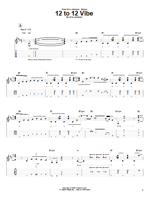 Eric Johnson 12 To 12 Vibe Sheet Music