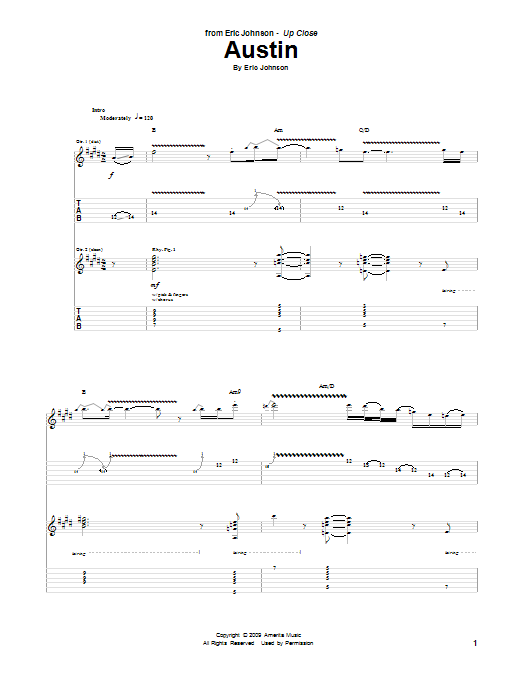 Eric Johnson Austin Sheet Music