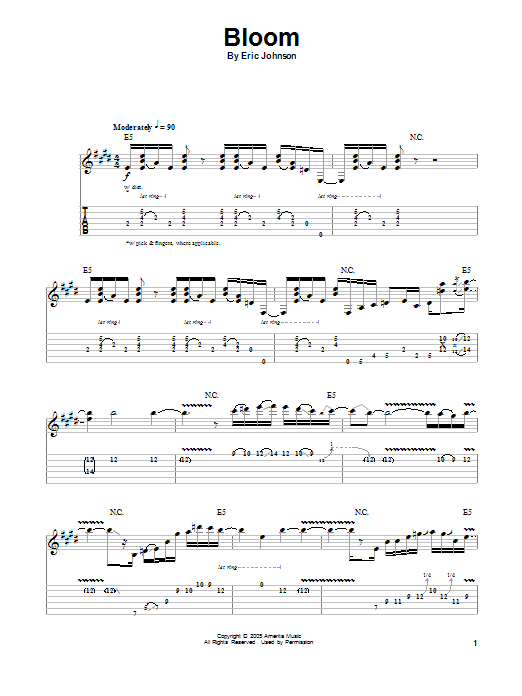 Eric Johnson Bloom Sheet Music