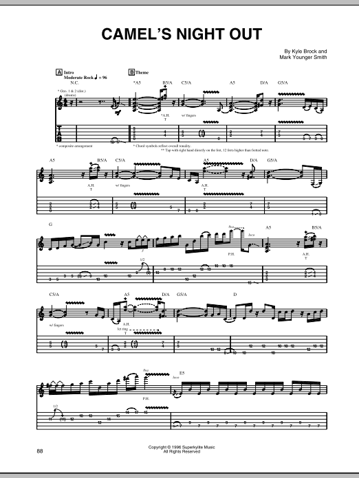 Eric Johnson Camel's Night Out Sheet Music