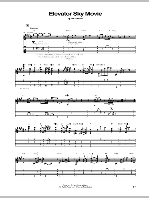Eric Johnson Elevator Sky Movie Sheet Music