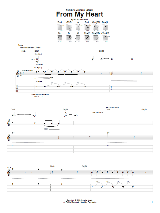 Eric Johnson From My Heart Sheet Music