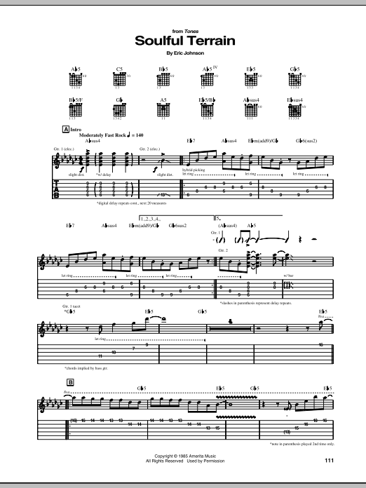 Eric Johnson Soulful Terrain Sheet Music