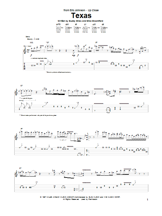 Eric Johnson Texas Sheet Music