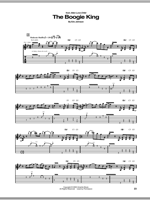 Eric Johnson The Boogie King Sheet Music