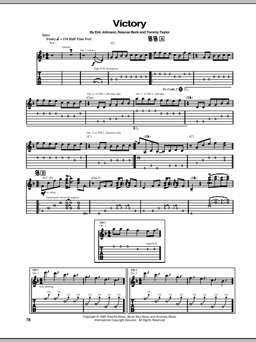 Eric Johnson Victory Sheet Music