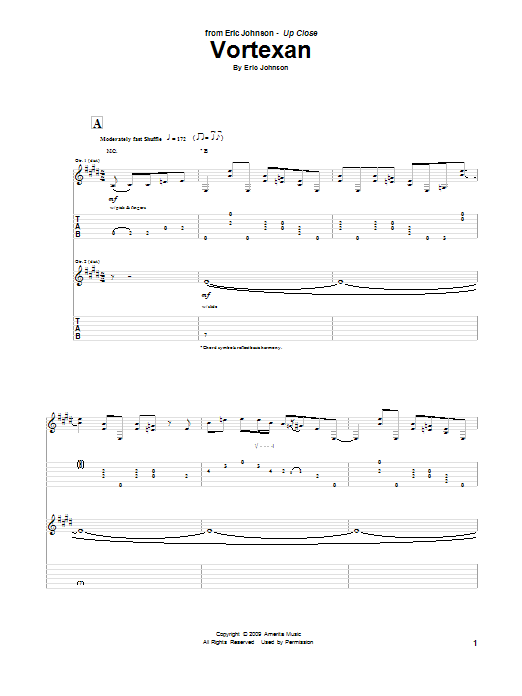 Eric Johnson Vortexan Sheet Music