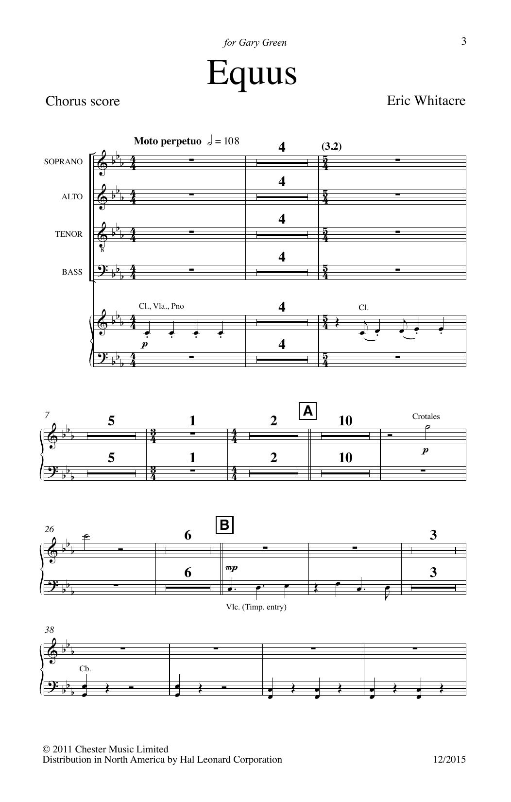 Eric Whitacre Equus Sheet Music