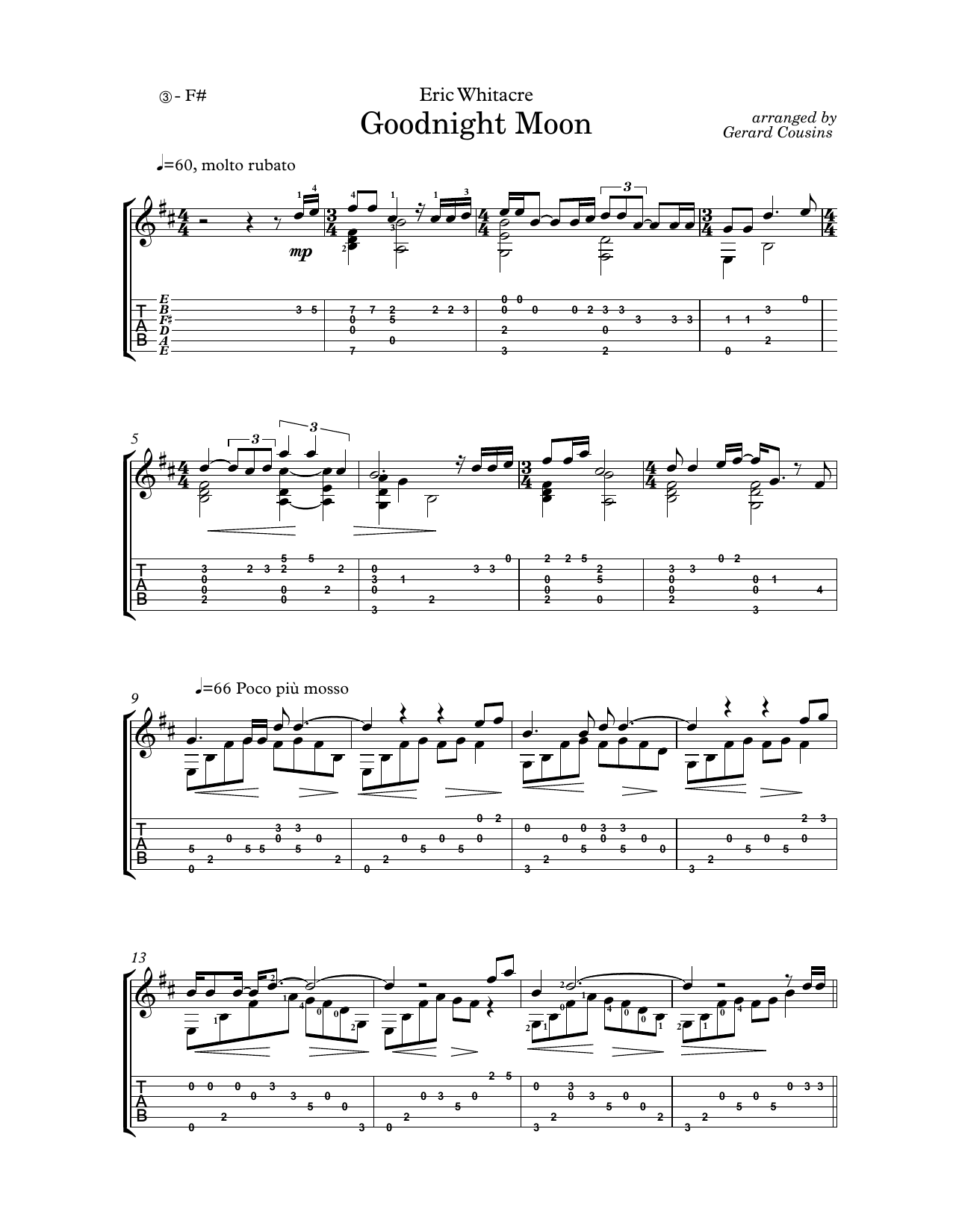 Eric Whitacre Goodnight Moon (arr. Gerard Cousins) Sheet Music