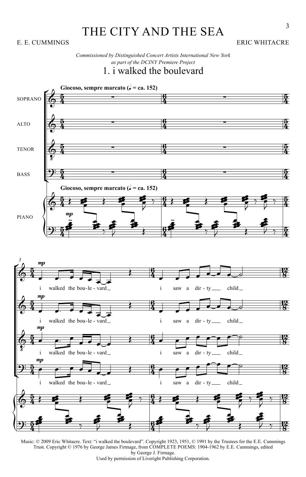 Eric Whitacre The City and the Sea Sheet Music