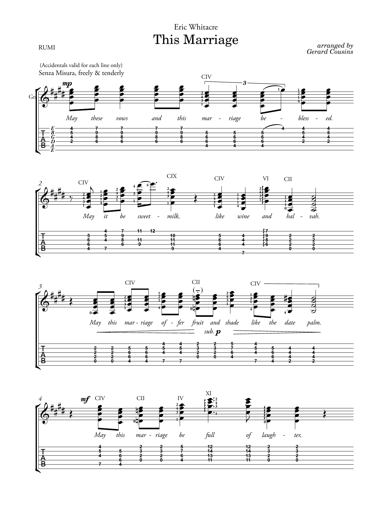Eric Whitacre This Marriage (arr. Gerard Cousins) Sheet Music