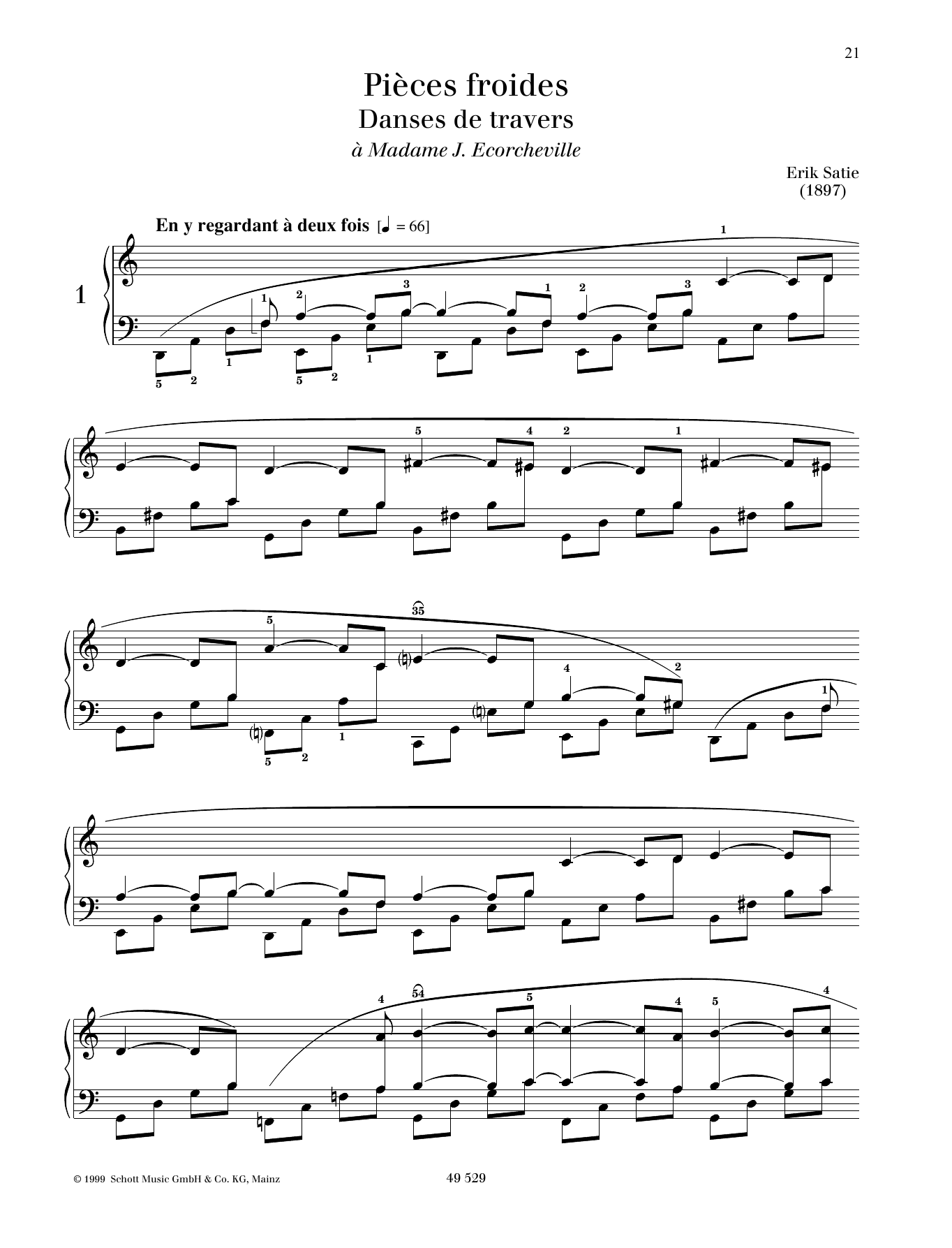 Erik Satie Danse de travers No. 1 Sheet Music