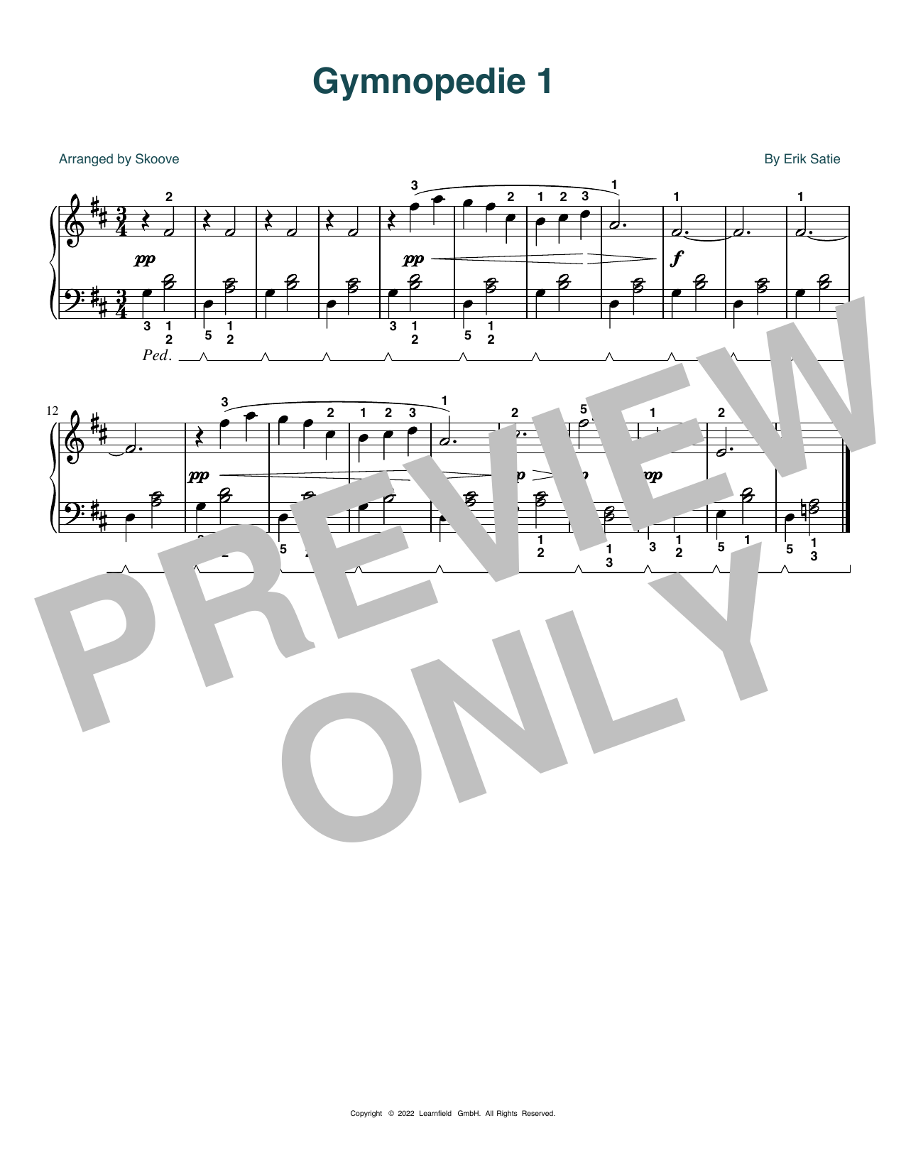 Erik Satie Gymnopedie No. 2 (arr. Skoove) Sheet Music
