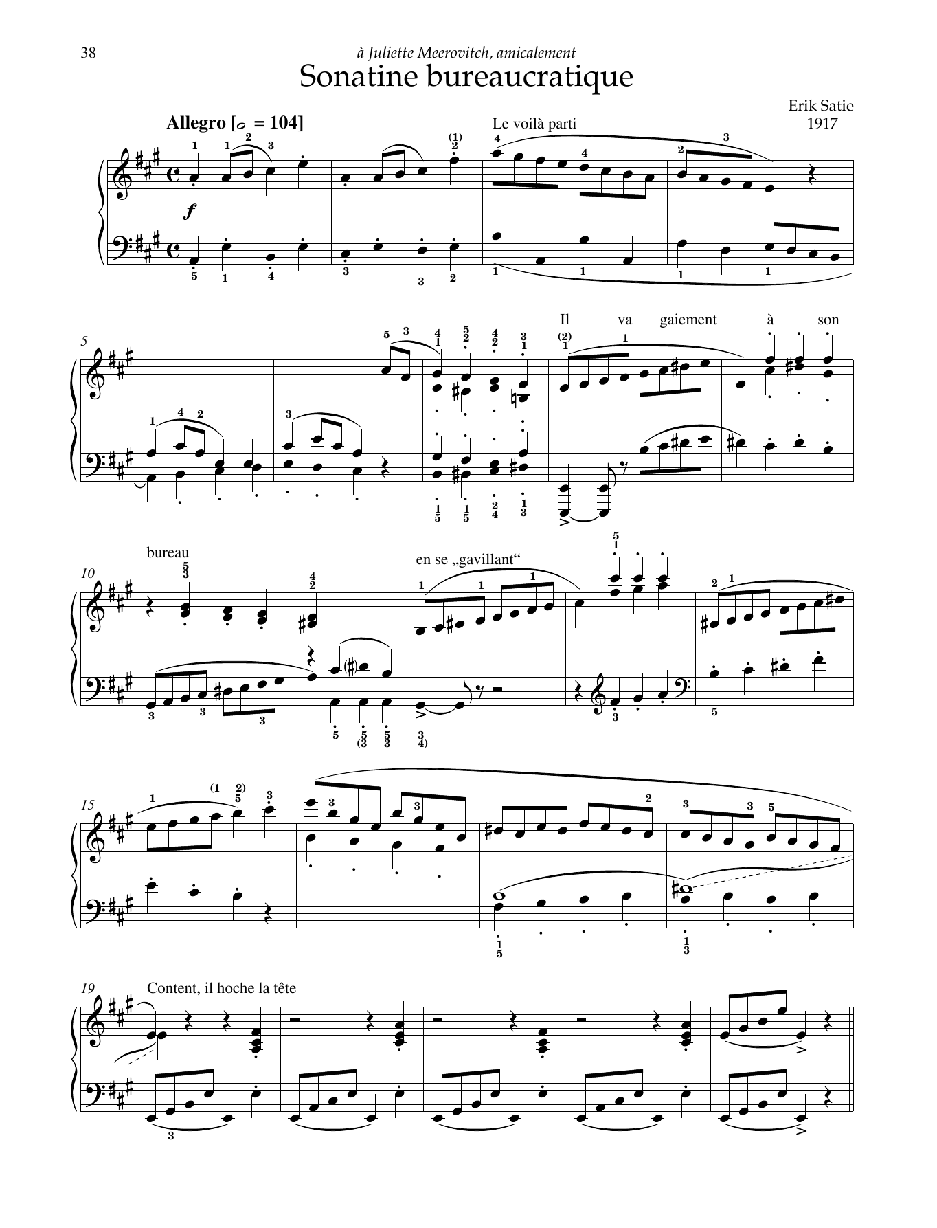 Erik Satie Sonatine bureaucratique Sheet Music