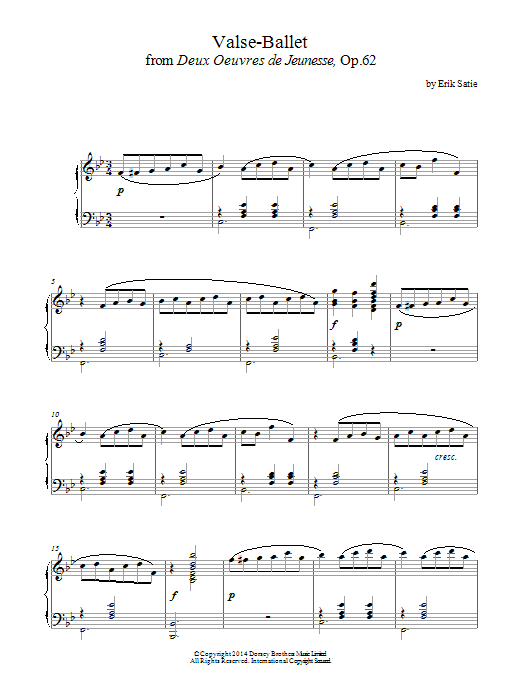 Erik Satie Valse-Ballet, Op. 62 Sheet Music