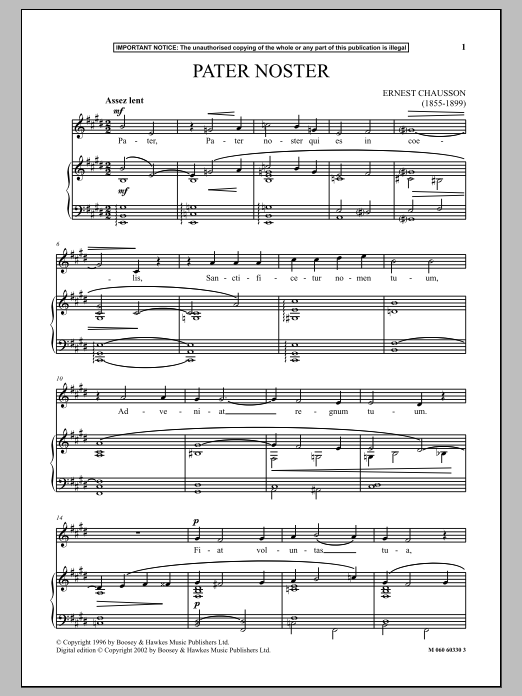 Ernest Chausson Pater Noster Sheet Music