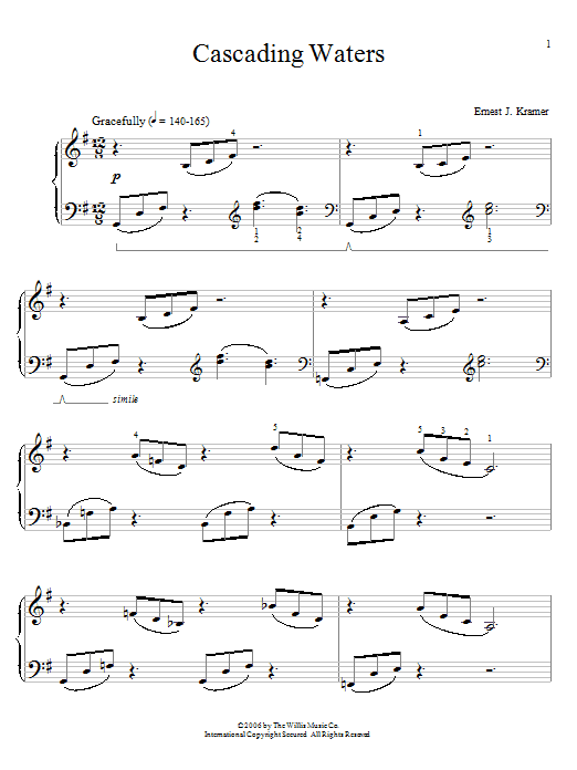 Ernest J. Kramer Cascading Waters Sheet Music