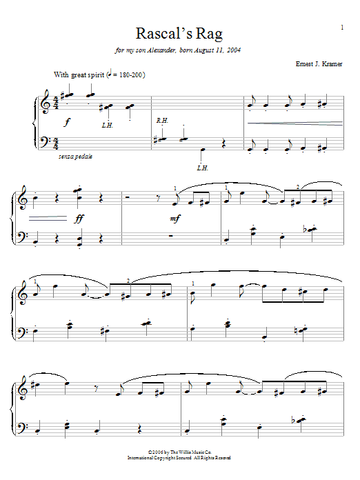 Ernest J. Kramer Rascal's Rag Sheet Music