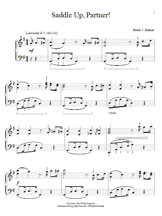 Ernest J. Kramer Saddle Up, Partner! Sheet Music