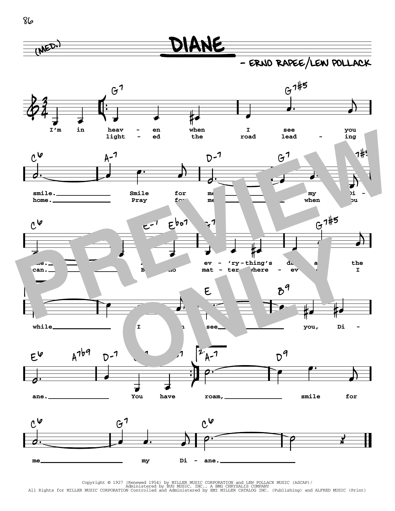 Erno Rapee Diane (Low Voice) Sheet Music