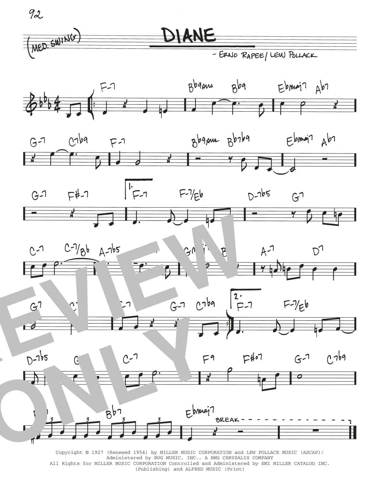Erno Rapee Diane Sheet Music