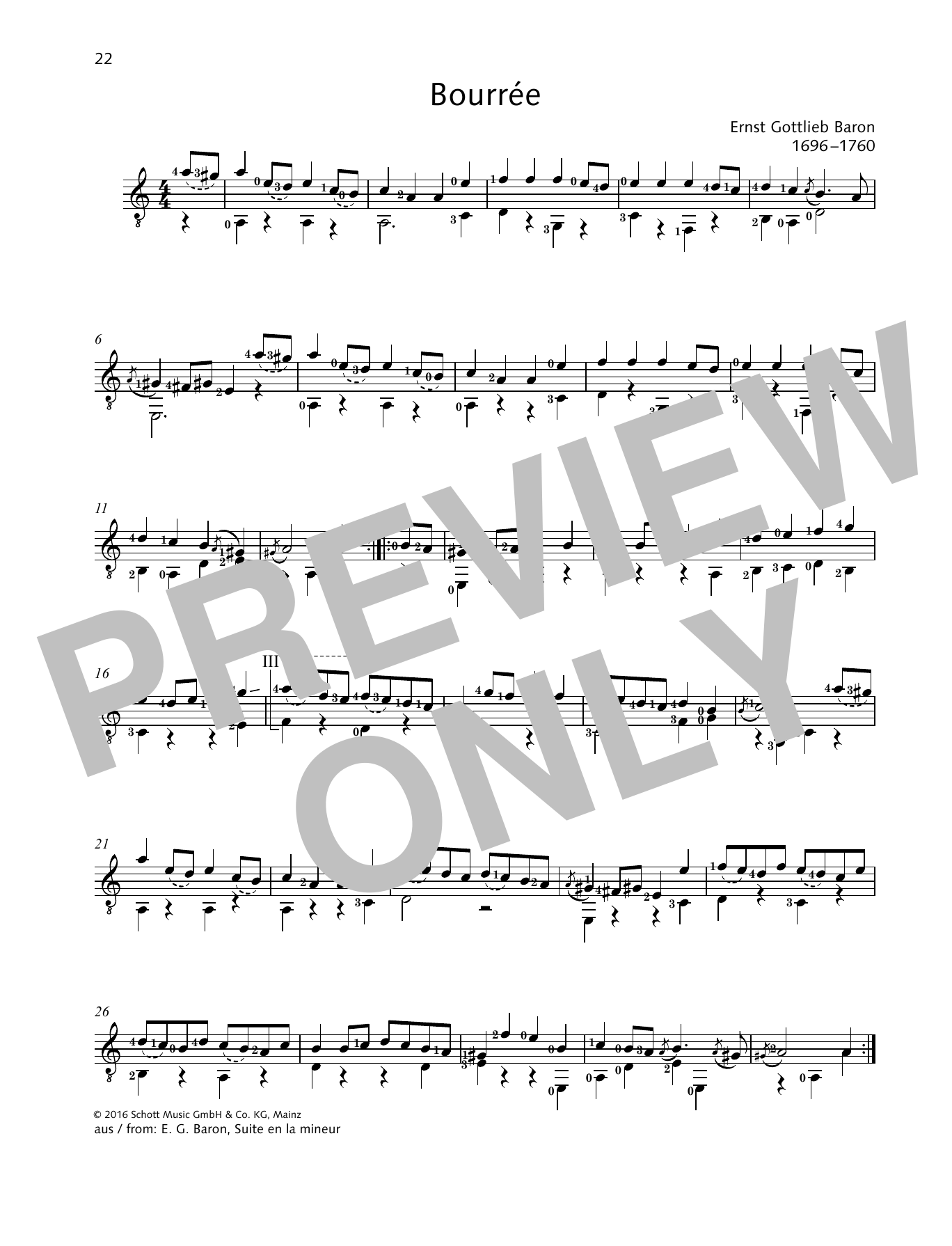Ernst Gottlieb Baron Bourree Sheet Music