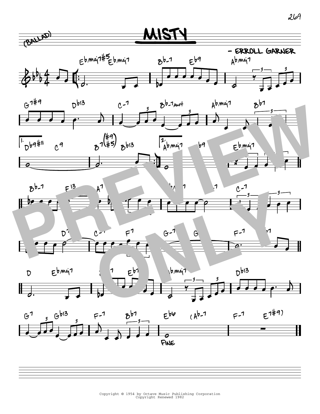 Erroll Garner Misty [Reharmonized version] (arr. Jack Grassel) Sheet Music