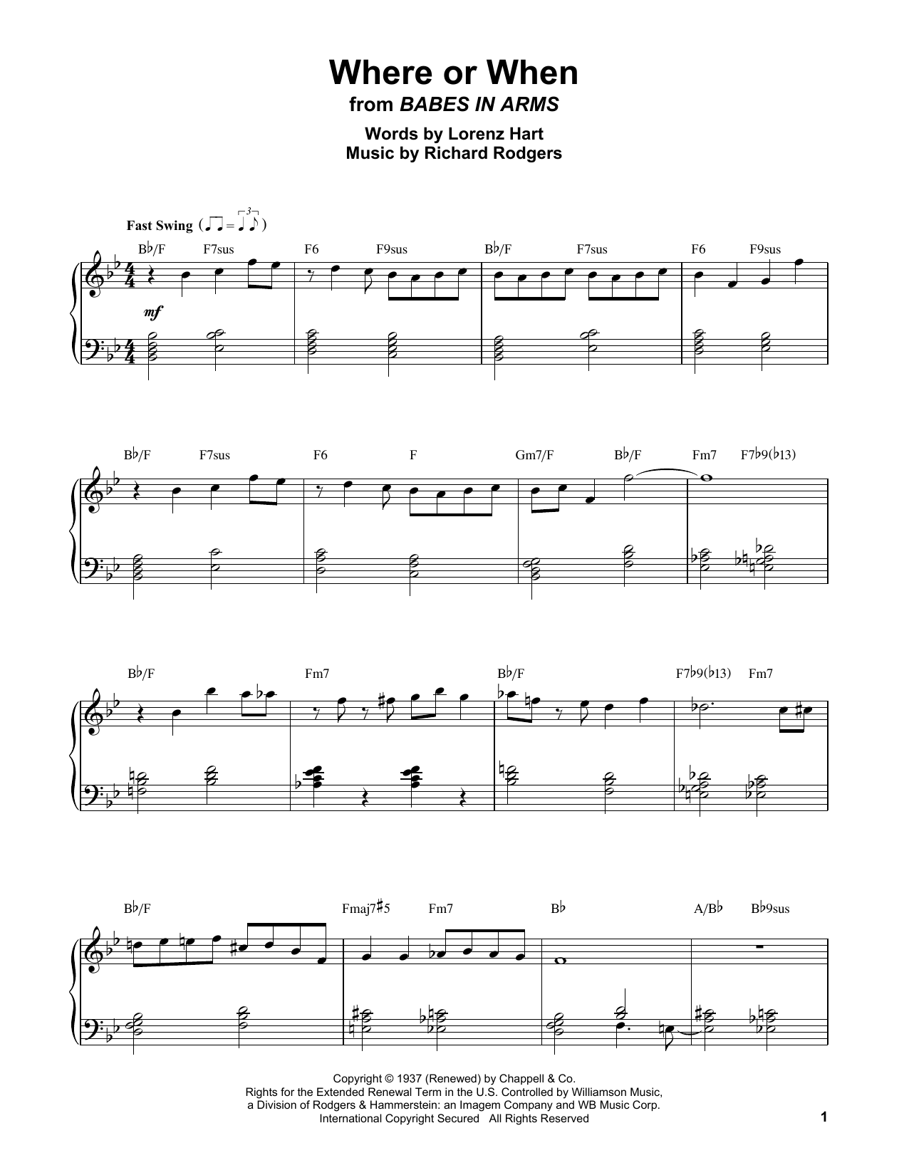 Erroll Garner Where Or When Sheet Music