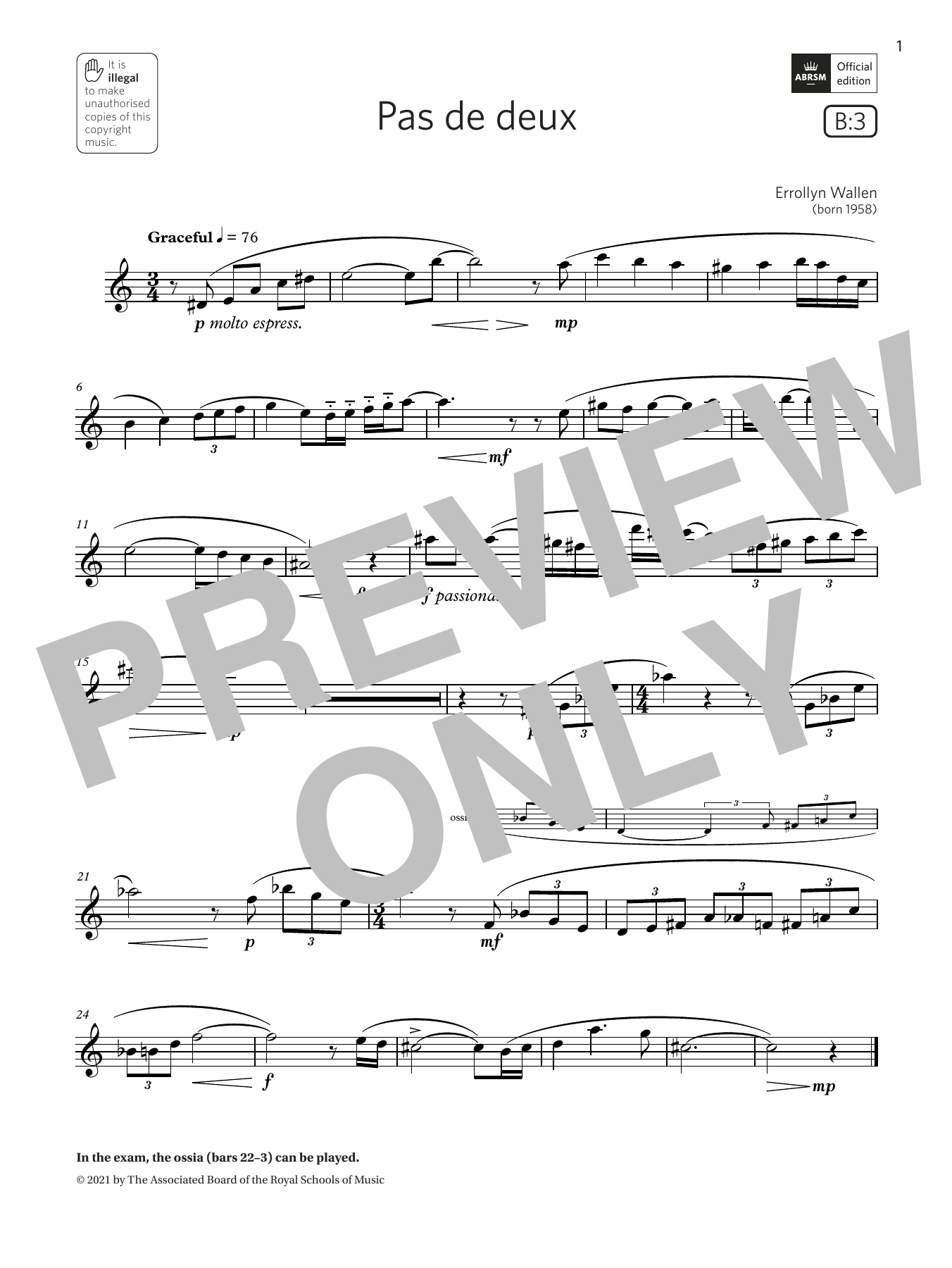 Errollyn Wallen Pas de deux (Grade 4 List B3 from the ABRSM Saxophone syllabus from 2022) Sheet Music