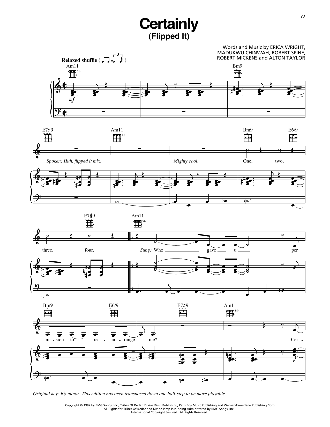 Erykah Badu Certainly (Flipped It) Sheet Music