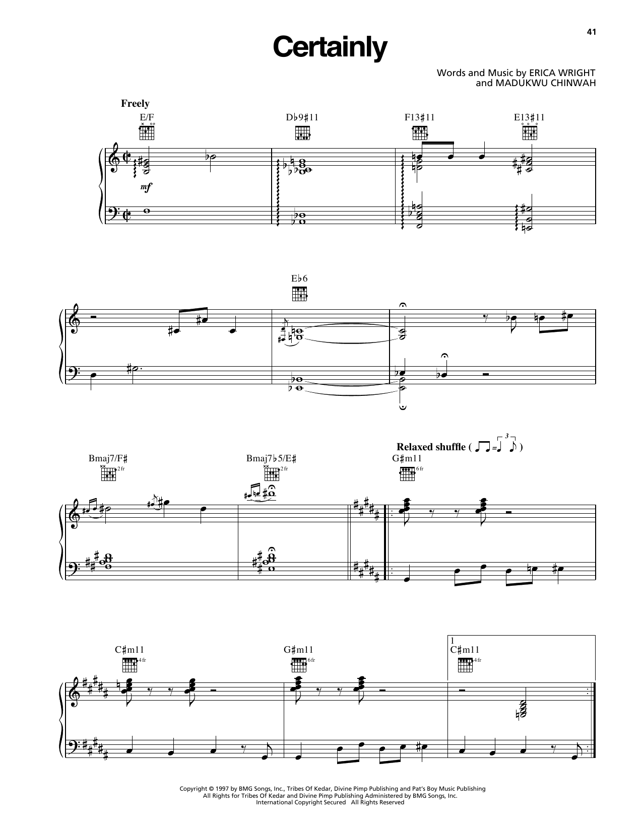 Erykah Badu Certainly Sheet Music